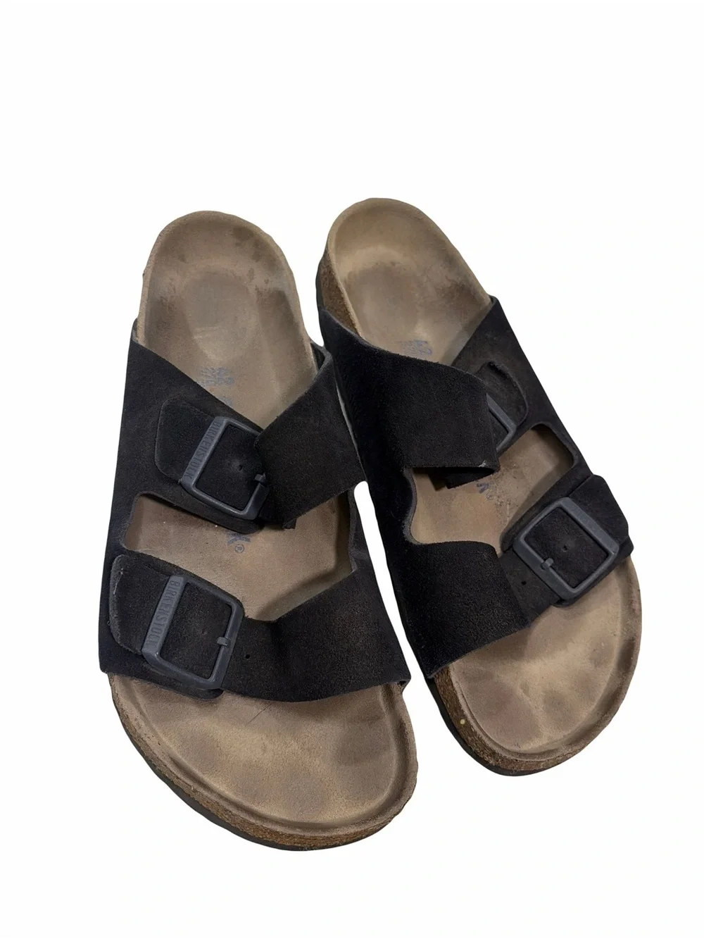 Birkenstock Black Suede Two-Strap Slide Sandals